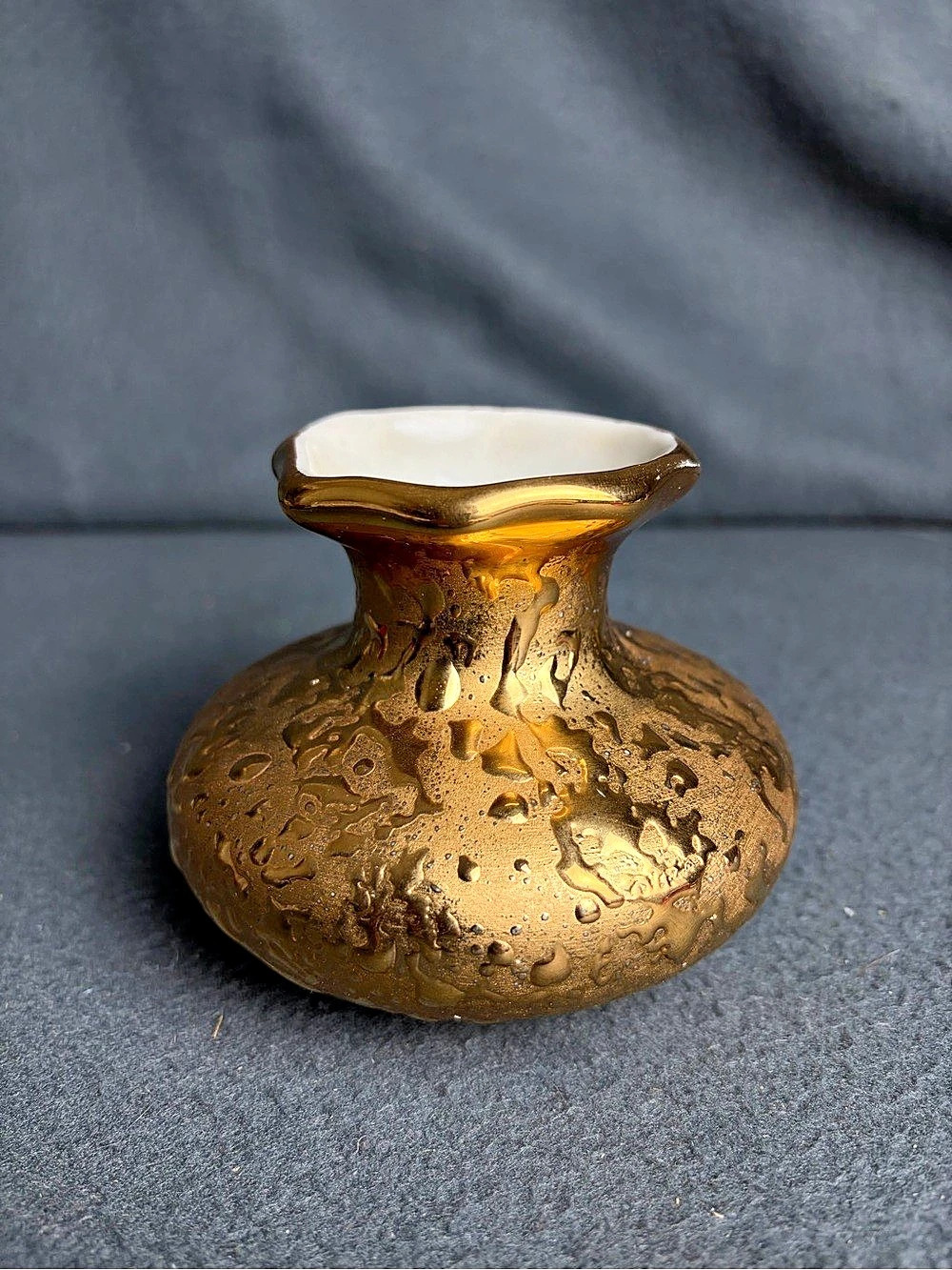 Holly Ross 22K Gold Bud Vase Weeping Gold Hollywood Regency Glam MCM Decor